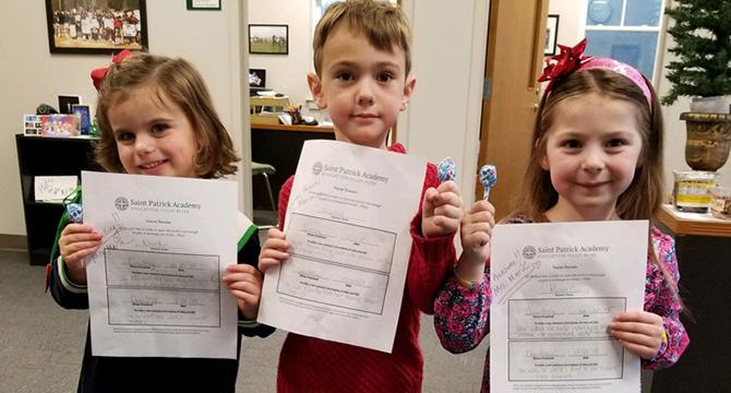 Pre School students at Saint Patrick Academy